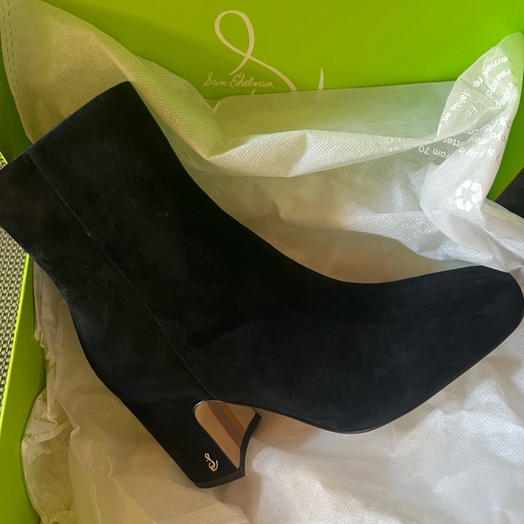 Sam Edelman Womens Fawn Block-Heel Bootie Black Suede 6M - Picture 2 of 6